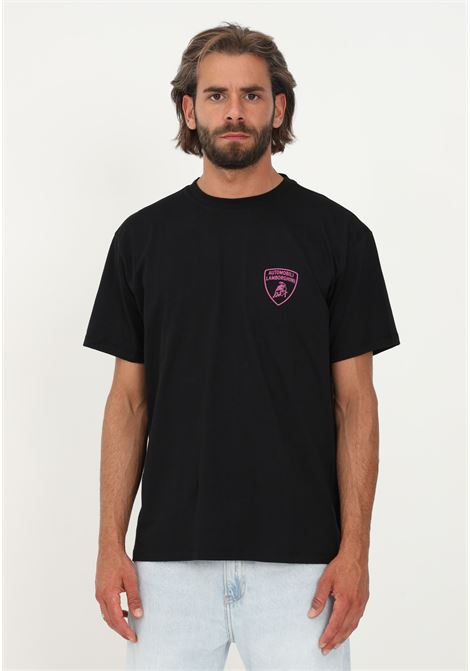 T-shirt Lamborghini  nera uomo casual manica corta con logo scudo AUTOMOBILI LAMBORGHINI | T-shirt | 72XBH028CJ513899