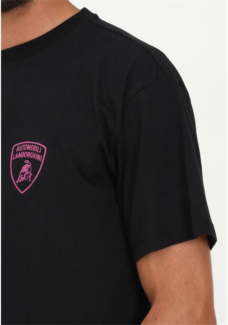 T-shirt Lamborghini  nera uomo casual manica corta con logo scudo AUTOMOBILI LAMBORGHINI | 72XBH028CJ513899