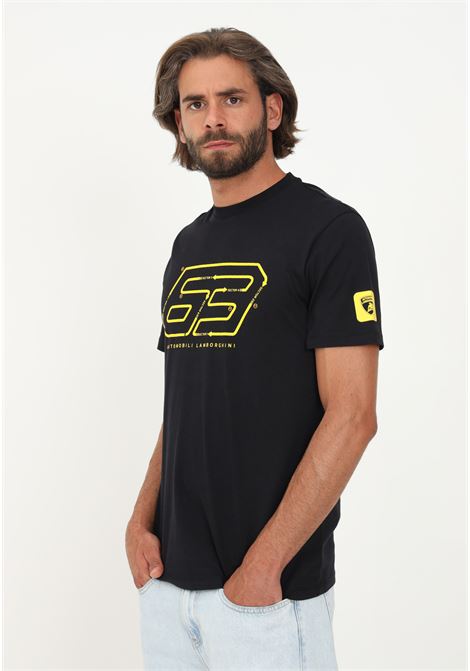Lamborghini men's black casual short sleeve t-shirt with 63 circuit AUTOMOBILI LAMBORGHINI | T-shirt | 72XBH034CJ513899