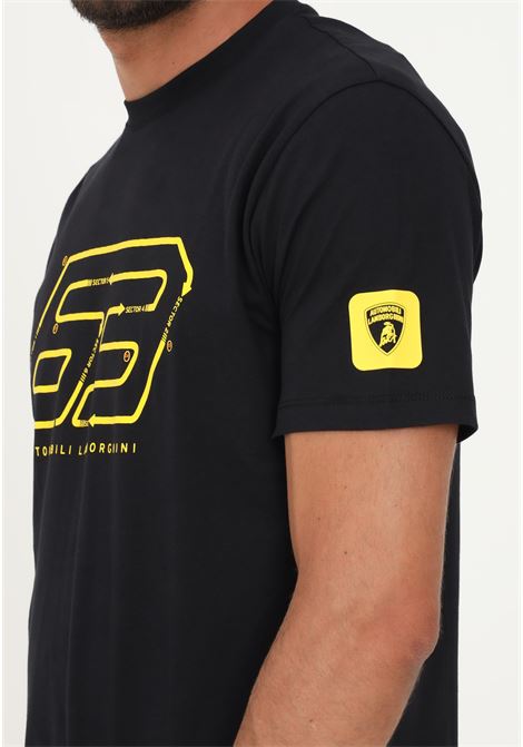 Lamborghini men's black casual short sleeve t-shirt with 63 circuit AUTOMOBILI LAMBORGHINI | T-shirt | 72XBH034CJ513899
