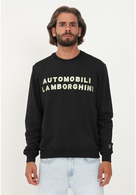 Lamborghini sweatshirt black man casual round neck maxi reflective logo AUTOMOBILI LAMBORGHINI | 72XBI004CJ315899