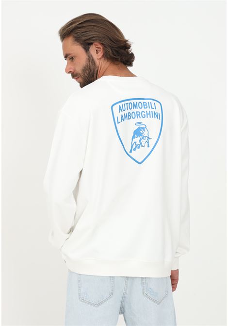Lamborghini white men's casual crewneck sweatshirt with maxi shield logo AUTOMOBILI LAMBORGHINI | Hoodie | 72XBI025CJ315005