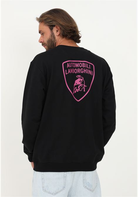Lamborghini black man casual crewneck sweatshirt with maxi shield logo AUTOMOBILI LAMBORGHINI | Hoodie | 72XBI025CJ315899