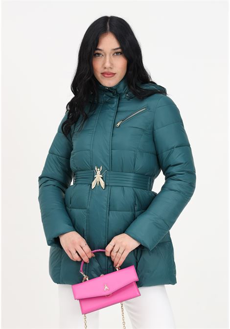 Green women's down jacket with Fly buckle belt PATRIZIA PEPE | Jacket | 2O0049-A9M1G536