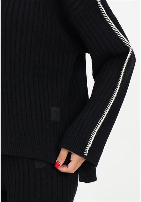 Pullover oversize in maglia da donna nero dolcevita a coste in misto viscosa 4GIVENESS | Maglieria | FGTW3276110
