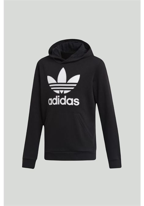 Black sweatshirt for boys and girls with hood and Trefoil print ADIDAS ORIGINALS | DV2870.