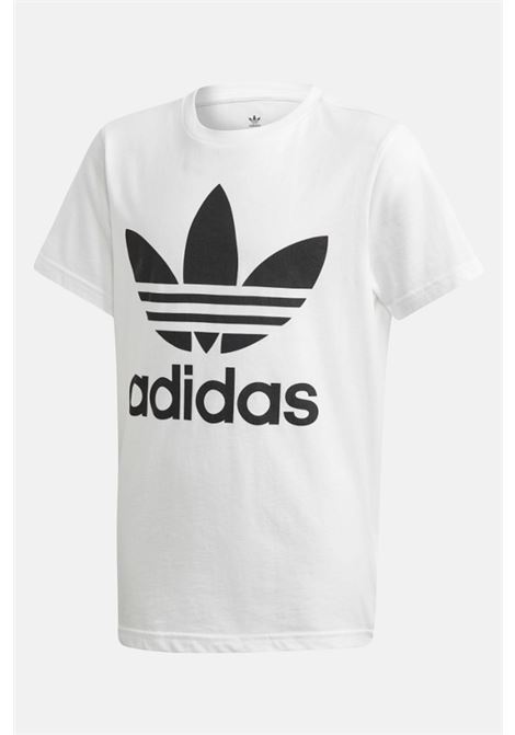 White sports t-shirt for boys and girls with maxi Trefoil print ADIDAS ORIGINALS | T-shirt | DV2904.