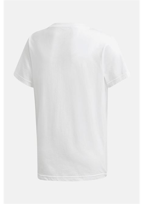 T-shirt sportiva bianca per bambino e bambina con maxi stampa Trefoil ADIDAS ORIGINALS | T-shirt | DV2904.
