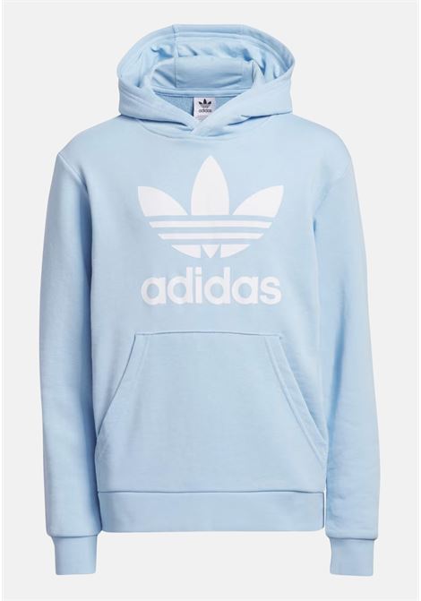 Trefoil sweatshirt with light blue hood for boys and girls ADIDAS ORIGINALS | FI0694.