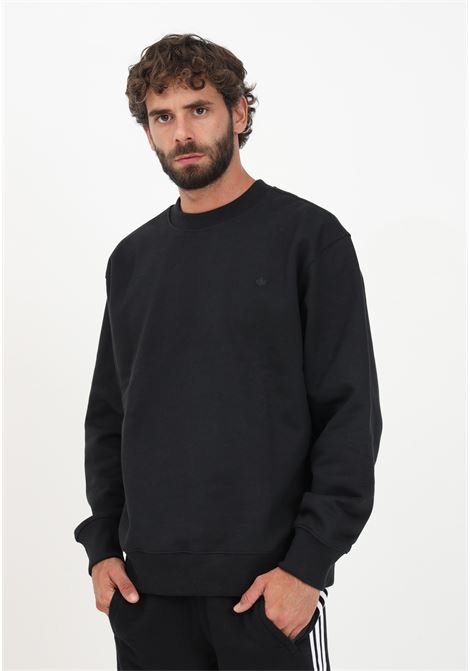 Black crewneck sweatshirt for men with logo embroidery ADIDAS ORIGINALS | HK0306.
