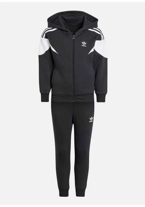 Black zipped baby tracksuit with white trim ADIDAS ORIGINALS | Sport suits | II0821.