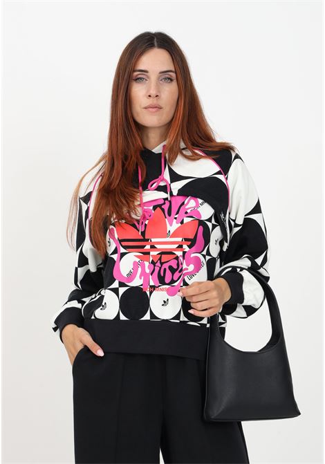 Black and white hooded sweatshirt for women ADIDAS ORIGINALS | II0903.
