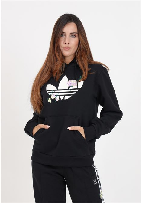 Women's black hoodie with floral embroidery ADIDAS ORIGINALS | II3179.