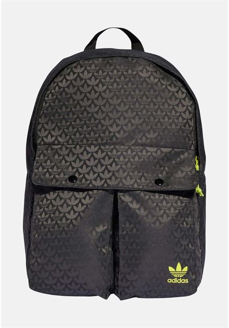 Black Trefoil backpack for men and women with allover monogram logo ADIDAS ORIGINALS | Backpacks | II3413.