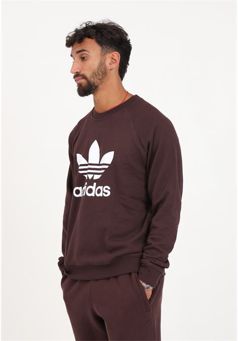 Brown crewneck sweatshirt for men with logo print ADIDAS ORIGINALS | II5759.