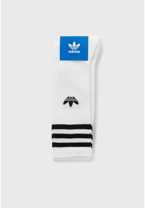 Three pair set of white Solid Crew socks for men and women ADIDAS ORIGINALS | Socks | IJ0734.