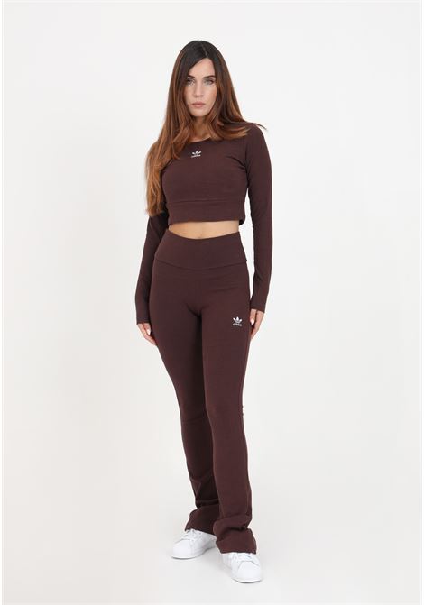 Essentials women's brown ribbed flared trousers ADIDAS ORIGINALS | Pants | IJ5398.