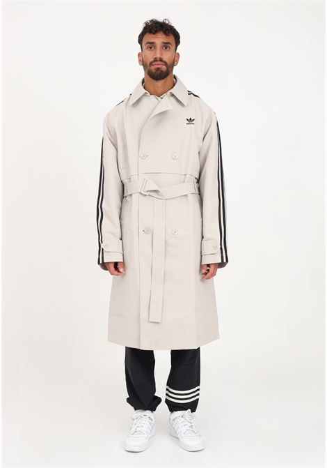 Beige 3Stripes double-breasted trench coat for men ADIDAS ORIGINALS | Coat | IL2492.