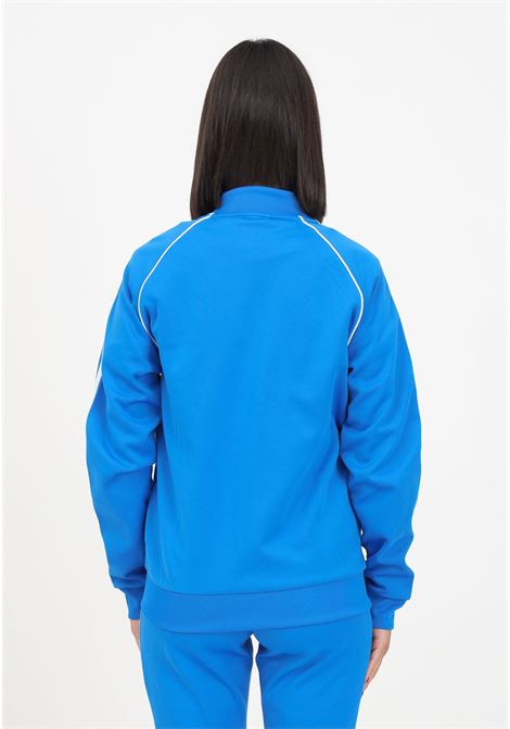 Blue women's sweatshirt with full zip and ribbed high collar ADIDAS ORIGINALS | IL3794.