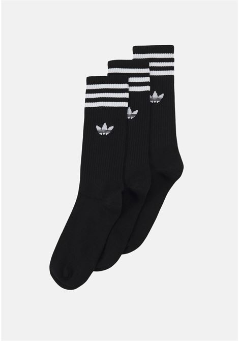 Set of three pairs of black Solid Crew socks for men and women ADIDAS ORIGINALS | Socks | IL5015.