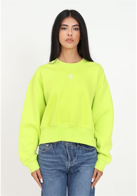 Lime green crop sweatshirt with logo embroidery for women ADIDAS ORIGINALS | Hoodie | IP1282.