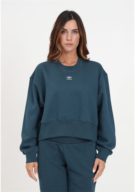 Teal green sweatshirt with embroidery for women ADIDAS ORIGINALS | Hoodie | IP1283.