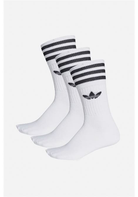 Three pair set of white Solid Crew socks for men and women ADIDAS ORIGINALS | Socks | IJ0734.
