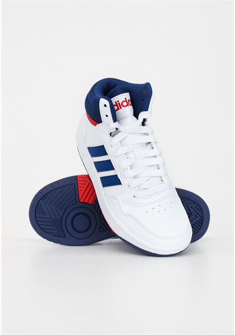 Scarpe HOOPS MID 3.0 K bianche e blu con lacci da bambino ADIDAS PERFORMANCE | Sneakers | GZ9647.