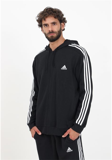 Essentials Fleece 3-Stripes zip-up sweatshirt in black for men ADIDAS PERFORMANCE | IB4029.