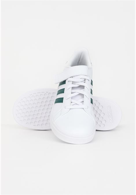 Scarpe Grand Court bianche con strisce verdi con lacci e strappo da bambino unisex ADIDAS PERFORMANCE | Sneakers | IG4842.
