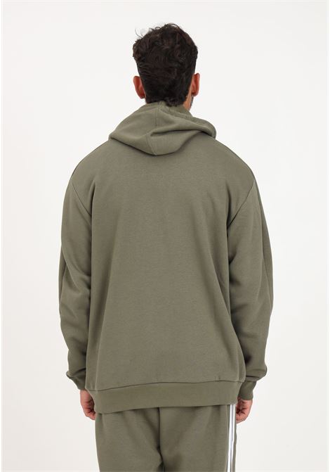 Olive green men's 3Stripes sweatshirt with hood and fleece zip ADIDAS PERFORMANCE | Hoodie | IJ6492.
