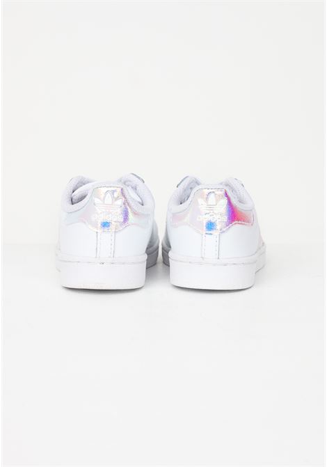 White Superstar sneakers for newborns with iridescent bands ADIDAS | Sneakers | FV3143.