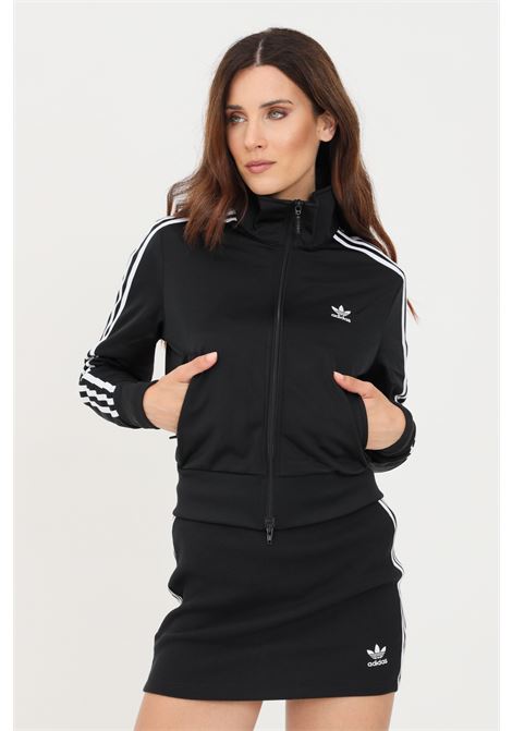 Black sweatshirt for women with full zip and side bands ADIDAS | GN2817.