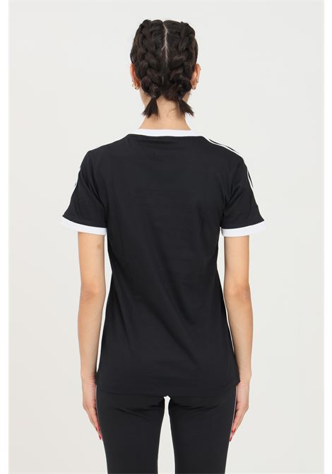 T-shirt nera da donna con logo e 3 stripes ADIDAS | T-shirt | GN2900.