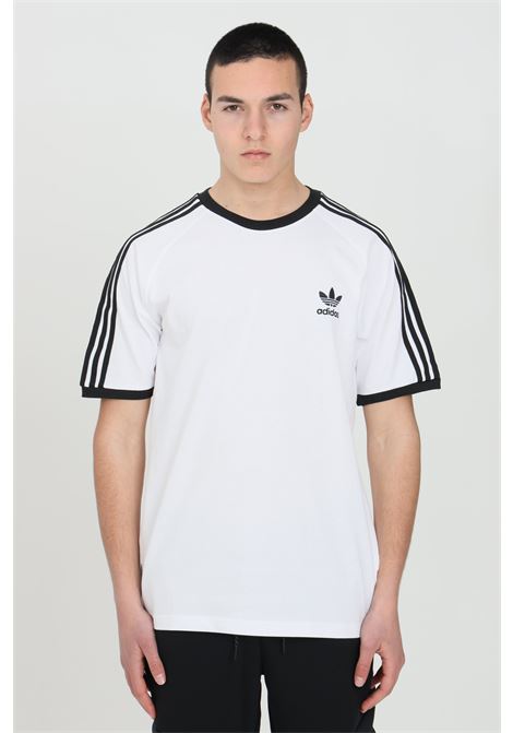 T-shirt bianca da uomo con logo e 3 strisce alle spalle ADIDAS | T-shirt | GN3494.
