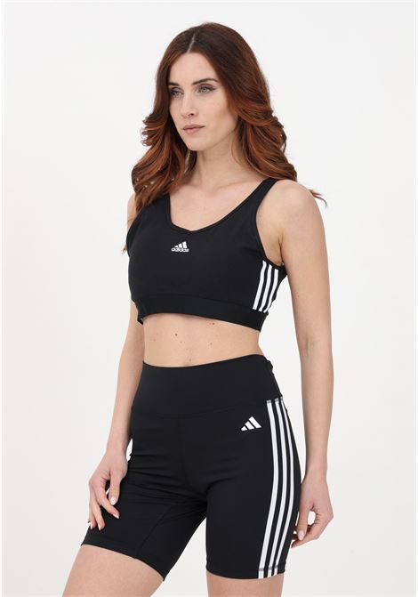 Shorts da allenamento nero da donna Essentials 3-Stripes High-Waisted ADIDAS | Shorts | HK9964.