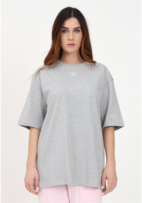 T-shirt sportiva grigia da donna con ricamo logo Trefoil ADIDAS | T-shirt | IA6466.
