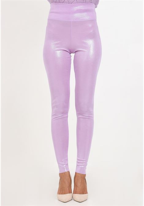 Laminated lilac leggings for women AKEP | Leggings | LGKD03200LILLA