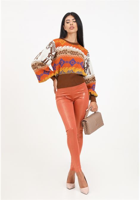 Rust colored leggings for women AKEP | Leggings | LGKD03200RUGGINE