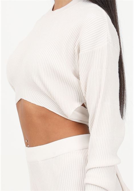 Cream-colored ribbed crop top for women AKEP | Knitwear | MGKD03021PANNA