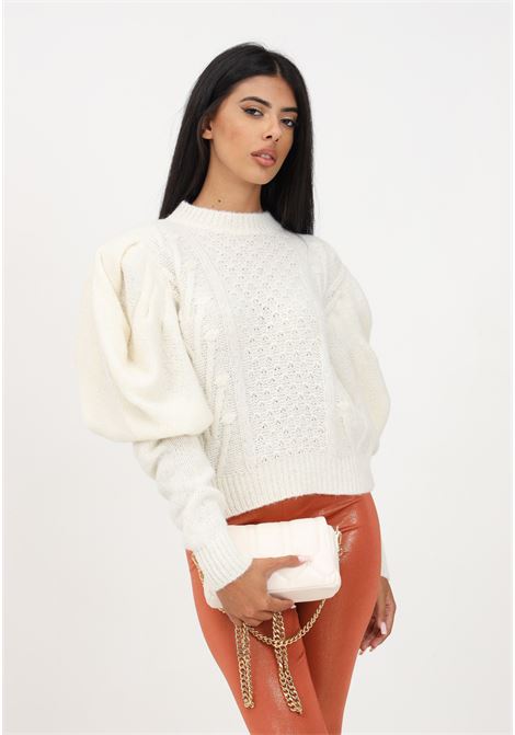 White crop sweater for women AKEP | Knitwear | MGKD03051PANNA