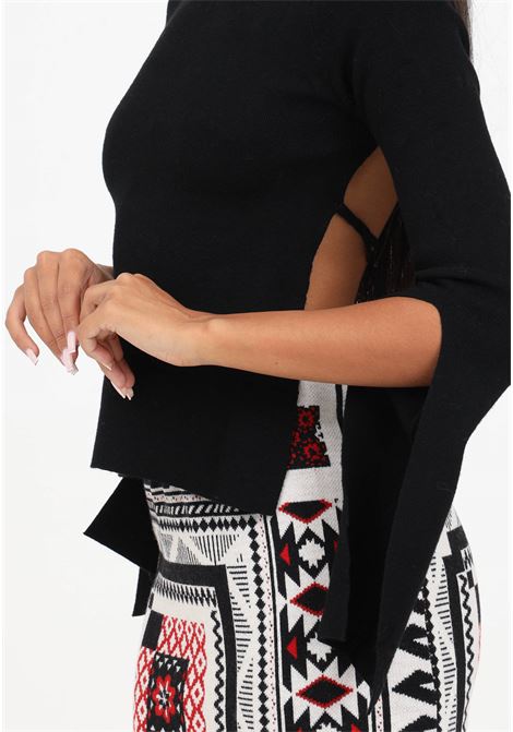 Black sweater with open back for women AKEP | Knitwear | MGKD03081NERO