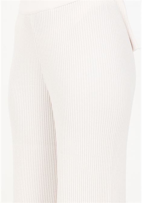 Cream colored ribbed trousers for women AKEP | Pants | PTKD03022PANNA