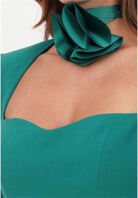 Emerald green top with floral detail for women ALMA SANCHEZ | Tops | TABRA-TSMERALDO