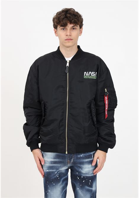Black bomber jacket with graphic print for men ALPHA INDUSTRIES | Jackets | 138138246