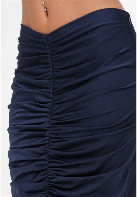 Navy blue lycra skirt with draping for women AMEN | Skirts | HMW23311450