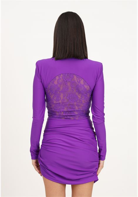 Purple lycra minidress with drapes for women AMEN | Dresses | HMW23419046