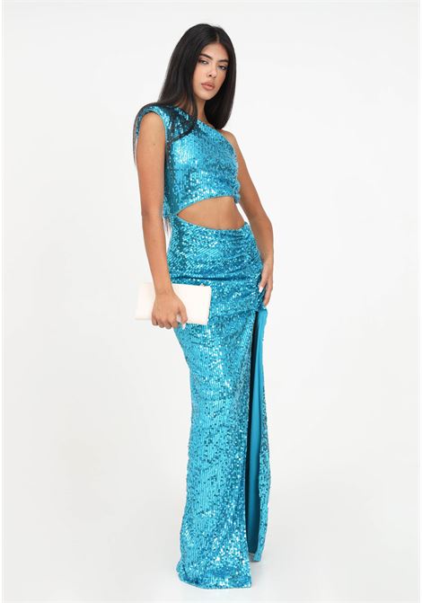 Light blue sequined dress with cut-out for women AMEN | Dresses | HMW23512085