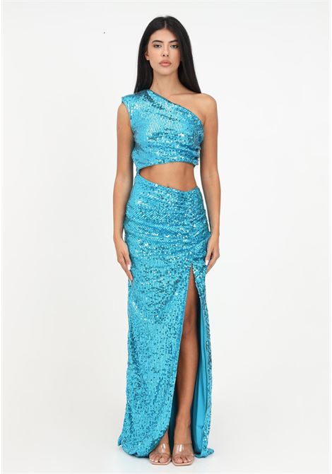 Light blue sequined dress with cut-out for women AMEN | Dresses | HMW23512085