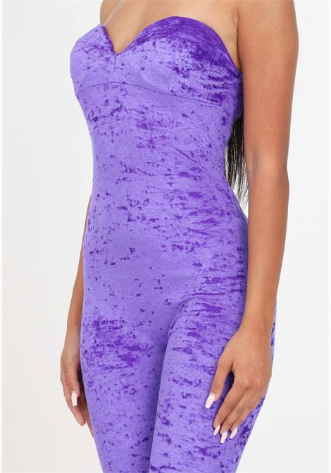 Purple velvet jumpsuit with sweetheart neckline for women AMEN | Sport suits | HMW23700046